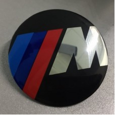 Наклейка на диск BMW М-серия d56 мм аллюминий (Логотип на черном фоне) выпуклый