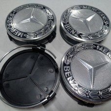 Колпачок в диск MERCEDES 75мм черный+хром