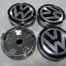 Колпачок в диск VW 60/57мм черный+основание хром выпуклые