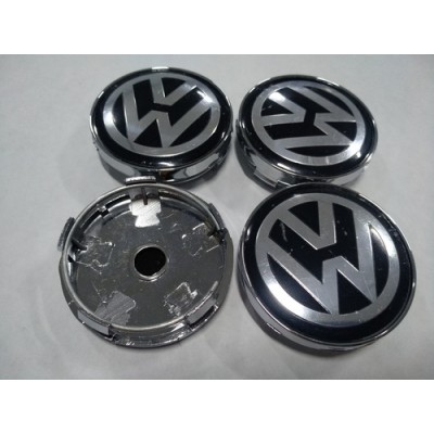 Колпачок в диск VW 60/57мм черный+основание хром выпуклые заглушка