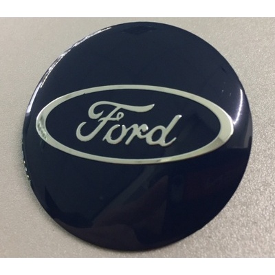 Наклейка на диск Ford D56 мм алюминий, выпуклый (Серебристый логотип на синем фоне) с логотипом на колпачок колесных дисков