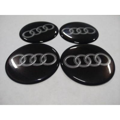 Наклейка на диск AUDI черный 75мм  с логотипом на колпачок колесных дисков