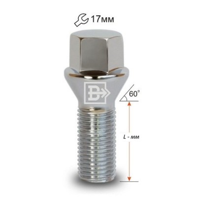 колесные Болты 12х1,5 конус L75 хром 17 ключ крепления автомобильных дисков