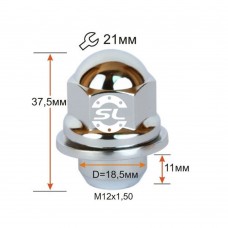 Гайки 12х1,5 L37,5 21 ключ с шайбой полукруглая (Mitsubishi/Toyota/Lexus)