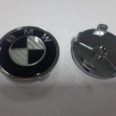 Колпачки на диски BMW (68/65) Black + Карбон