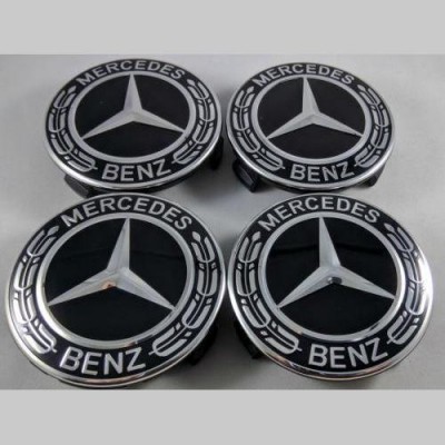 Колпачки на диски Mercedes (75/70) Черные заглушка