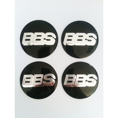 Наклейка на диск BBS D56 алюминий (Серебристый логотип на черном фоне) с логотипом на колпачок колесных дисков