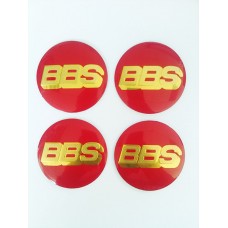 Наклейки на диск Logo BBS D56 алюминий (Золотой логотип на красном фоне)