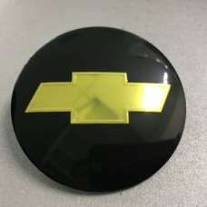Наклейка на диск Chevrolet d56 выпуклый (Золотисый логотип на черном фоне)