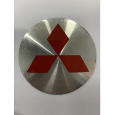 Наклейка на диск Mitsubishi 56 выпуклый (Красный логотип на серебристом фоне)