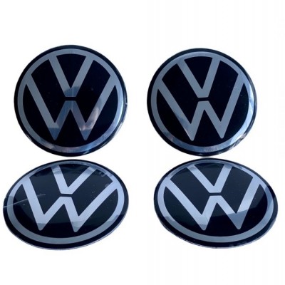 Наклейка на диск VW черный 56мм (нового образца) с логотипом на колпачок колесных дисков