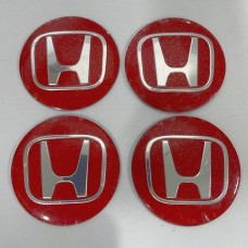Наклейки Honda D56 мм алюминий (Хромированный логотип на красном фоне)