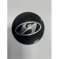 Наклейки Hyundai D56 алюминий (Серебристый логотип на черном фоне)