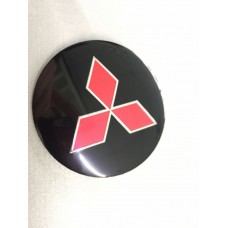 Наклейки Mitsubishi D56 алюминий (Красный логотип на черном фоне)
