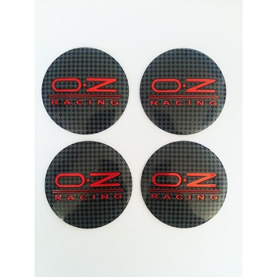 Наклейки OZ D56 мм (Красный логотип на карбоновом фоне) с логотипом на колпачок колесных дисков