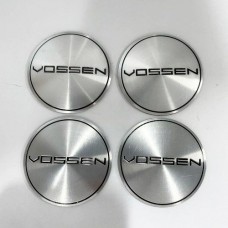 Наклейки Vossen D56 мм алюминий (Черный логотип на хромированном фоне)