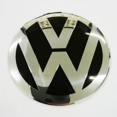 Наклейка на диск Volkswagen 56 алюминий (Серебристый логотип на черном фоне)