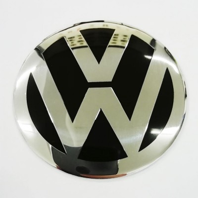 Наклейка на диск Volkswagen 56 алюминий (Серебристый логотип на черном фоне) с логотипом на колпачок колесных дисков