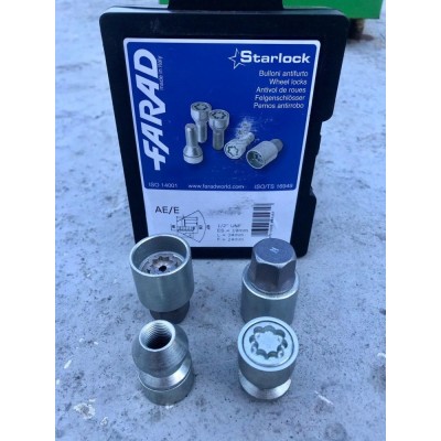 Секретные гайки 1/2-20 L34мм Конус Farad Starlock 1-AE/E (2 ключа) на колеса секретки для дисков