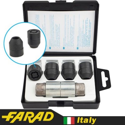 Секретные гайки 12х1,5 L30мм Конус 21 ключ Farad Starlock HA1/E Black (2 ключа) на колеса секретки для дисків