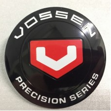 Наклейка на диск Vossen d56 мм аллюминий (Бело-красный логотип на черном фоне) выпуклый